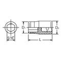 3/8 Sq. Dr. Adaptor  5/16 For 5/16H Bit Length 38mm