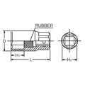 3/8 Sq. Dr. Spark Plug Socket  16mm 6 point Length 70mm Rubber