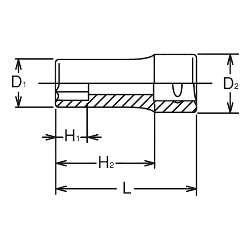 3/8 Sq. Dr. Socket 12mm 6 point Length 40mm - Ko-ken USA