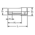 3/8 Sq. Dr. Socket  12mm 6 point Length 40mm