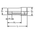 3/8 Sq. Dr. Socket  13mm 6 point Length 40mm