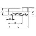 3/8 Sq. Dr. Socket  15mm 6 point Length 40mm