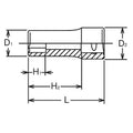 3/8 Sq. Dr. Socket  18mm 6 point Length 40mm