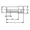 3/8 Sq. Dr. Socket  8mm 6 point Length 40mm