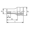 3/8 Sq. Dr. Z-series Metric Semi-Deep 6 point Chrome Socket  - 12mm