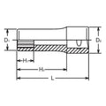 3/8 Sq. Dr. Socket  1/4 12 point Length 55mm