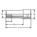 3/8 Sq. Dr. Socket  15mm 12 point Length 55mm