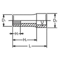 3/8 Sq. Dr. Socket  10mm 12 point Length 40mm