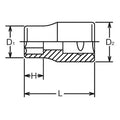 3/8 Sq. Dr. 6 point Metric Chrome Socket in 19mm