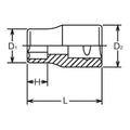 3/8 Sq. Dr. 6 point Metric Chrome Socket in 7mm
