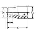 3/8 Sq. Dr. Socket  8mm 6 point Length 26mm