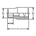 3/8 Sq. Dr. Socket Whitworth 1/4 6 point Length 26mm