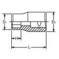 3/8 Sq. Dr. Socket Whitworth 1/8 6 point Length 26mm