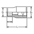 3/8 Sq. Dr. Socket Whitworth 9/16 6 point Length 35mm