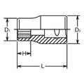 3/8 Sq. Dr. 12 Point SAE Chrome Socket in 13/16