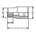 3/8 Sq. Dr. Socket  14mm 12 point Length 27mm