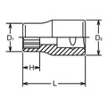 3/8 Sq. Dr. Socket  15mm 12 point Length 28mm