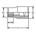 3/8 Sq. Dr. Socket  21mm 12 point Length 32mm