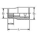 3/8 Sq. Dr. Socket Whitworth 1/2 12 point Length 33mm