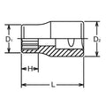 3/8 Sq. Dr. Socket Whitworth 1/4 12 point Length 26mm