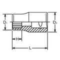 3/8 Sq. Dr. Socket Whitworth 1/8 12 point Length 26mm