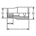 3/8 Sq. Dr. Socket Whitworth 5/16 12 point Length 28mm