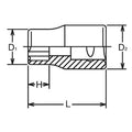 3/8 Sq. Dr. Socket  13mm Surface Length 26mm