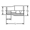 3/8 Sq. Dr. Socket  18mm Surface Length 30mm