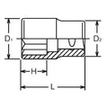 3/8 Sq. Dr. Socket  1/2 Double Square Length 27mm