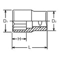 3/8 Sq. Dr. Socket  12mm Double Square Length 27mm