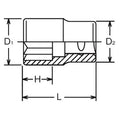 3/8 Sq. Dr. Socket  6mm Double Square Length 26mm