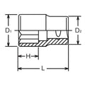 3/8 Sq. Dr. Socket  8mm Double Square Length 26mm