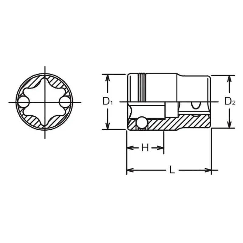 3/8 Sq. Dr. NUT GRIP® TORX® E10 Socket - Length 26mm - Ko-ken USA