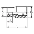 3/8 Sq. Dr. TORX® E10 Socket - Length 26mm