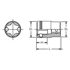 3/8 Sq. Dr. NUT GRIP® TORX® E16 Socket - Length 26mm - Ko-ken USA
