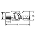 3/8 Sq. Dr. Universal Socket  21mm 12 point Length 56.5mm