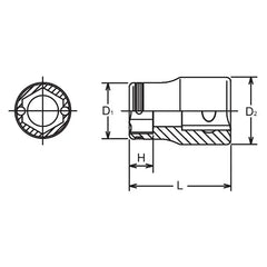 3/8 Sq. Dr. SAE Nut Grip Chrome Socket in 9/16 - Ko-ken USA