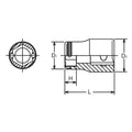 3/8 Sq. Dr. Socket  15mm Nut Grip Length 27mm