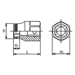3/8 Sq. Dr. Socket 14mm Nut Grip Length 27mm Outer Hex 17mm - Ko