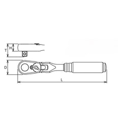 3/8 Sq. Dr. Ratchet Handle 72 teeth Flexible Head Length 178mm