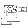 3/8 Sq. Dr. Ratchet Handle  24 teeth Short Length 81mm Push Button