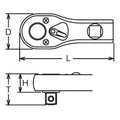 3/8 Sq. Dr. Ratchet Handle  24 teeth Short Length 81mm