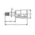 1/2 Sq. Dr. Bit Socket XZN M14 Triple Square Length 100mm