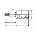 1/2 Sq. Dr. Bit Socket XZN M6 Triple Square Length 100mm