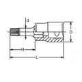 1/2 Sq. Dr. Bit Socket XZN M6 Triple Square Length 120mm