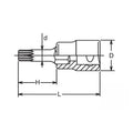 1/2 Sq. Dr. Bit Socket XZN M10 Triple Square Length 140mm