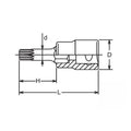 1/2 Sq. Dr. Bit Socket XZN M8 Triple Square Length 140mm