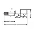 1/2 Sq. Dr. Bit Socket XZN M10 Triple Square Length 60mm