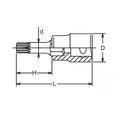 1/2 Sq. Dr. Bit Socket XZN M12 Triple Square Length 60mm