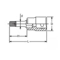 1/2 Sq. Dr. Bit Socket XZN M18 Triple Square Length 60mm